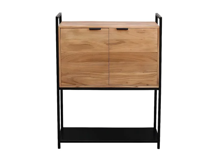 aparador alto en acacia y metal negro A110 cm ARTHUS