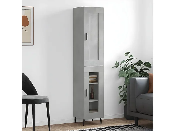 Aparador alto Gris hormigón 34,5x34x180 cm Madera contrachapada
