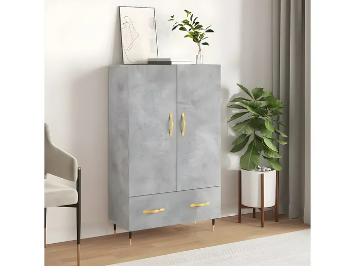Aparador alto gris hormigón 69,5x31x115 cm de madera contrachapada
