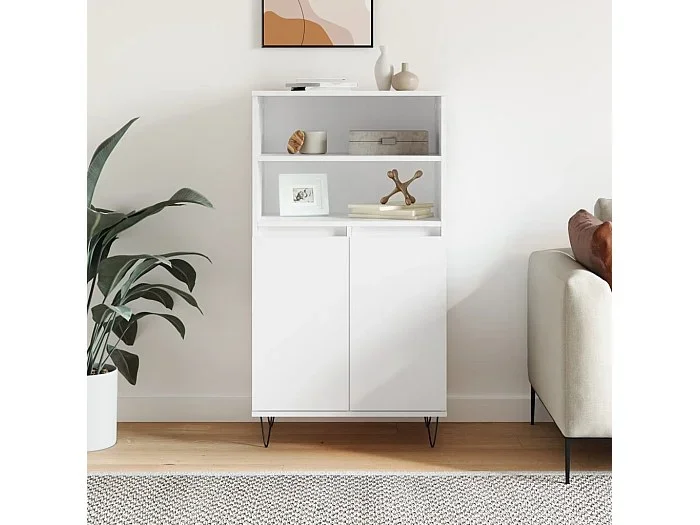 Aparador alto madera contrachapada blanco 60x36x110 cm ES73568