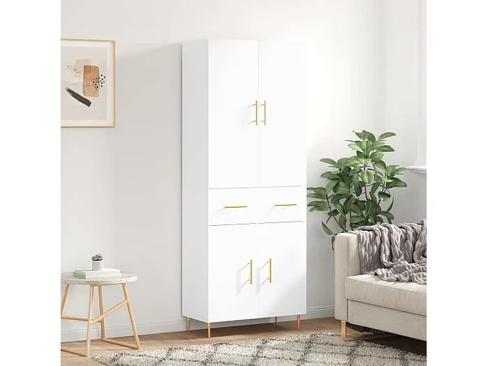 Aparador alto madera contrachapada blanco 69,5x34x180 cm ES43076