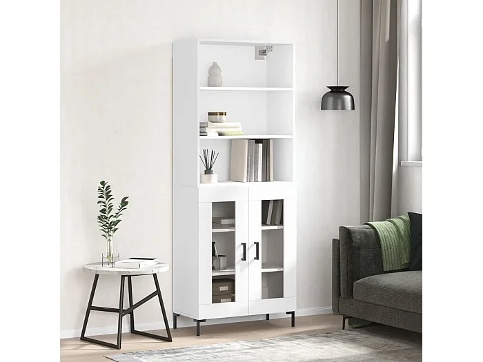 Aparador alto madera contrachapada blanco 69,5x34x180 cm ES67626