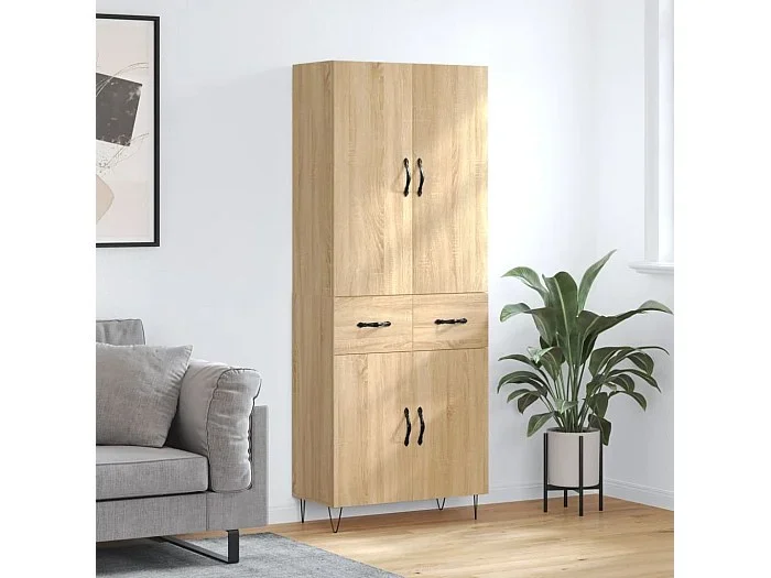 Aparador alto madera contrachapada color roble 69,5x34x180 cm ES94664