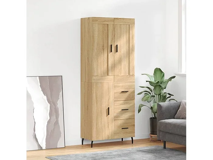 Aparador alto madera contrachapada color roble 69,5x34x180 cm