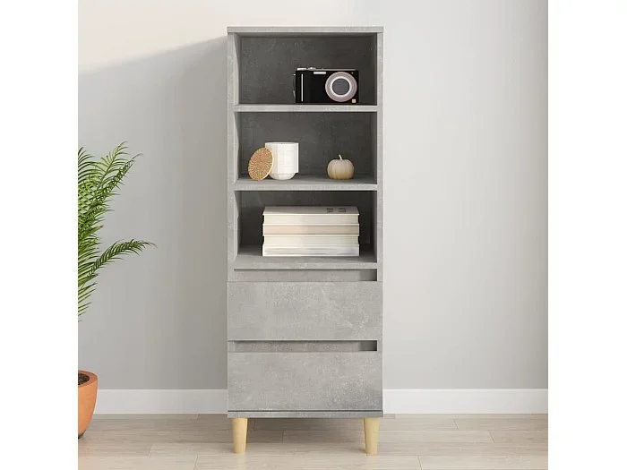 Aparador alto madera contrachapada gris hormigón 40x36x110 cm ES54305