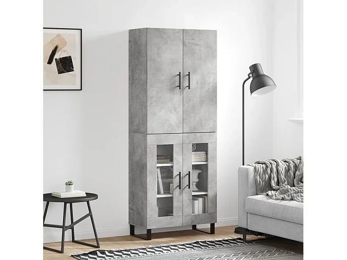 Aparador alto madera contrachapada gris hormigón 69,5x34x180 cm ES43363
