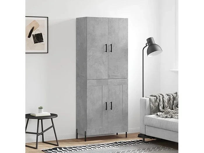 Aparador alto madera contrachapada gris hormigón 69,5x34x180 cm ES61035