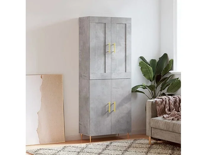 Aparador alto madera contrachapada gris hormigón 69,5x34x180 cm ES73502