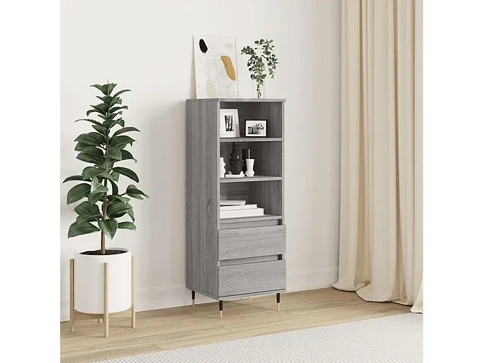 Aparador alto madera contrachapada gris Sonoma 40x36x110 cm ES22839