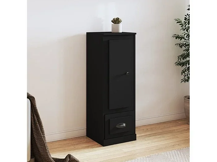 Aparador alto madera contrachapada negro 36×35,5×103,5 cm