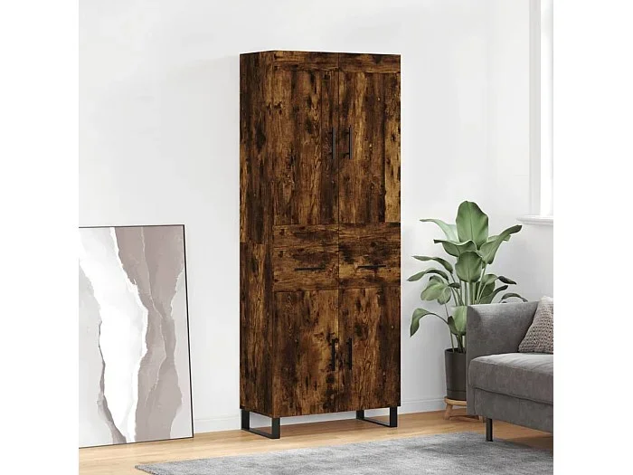 Aparador alto madera contrachapada roble ahumado 69,5x34x180 cm ES951433