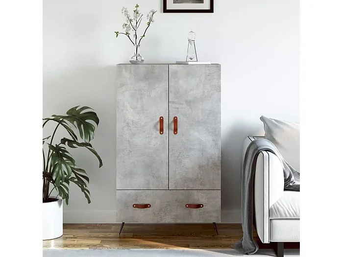 Aparador alto madera de ingeniería gris hormigón 69,5x31x115 cm ES27967