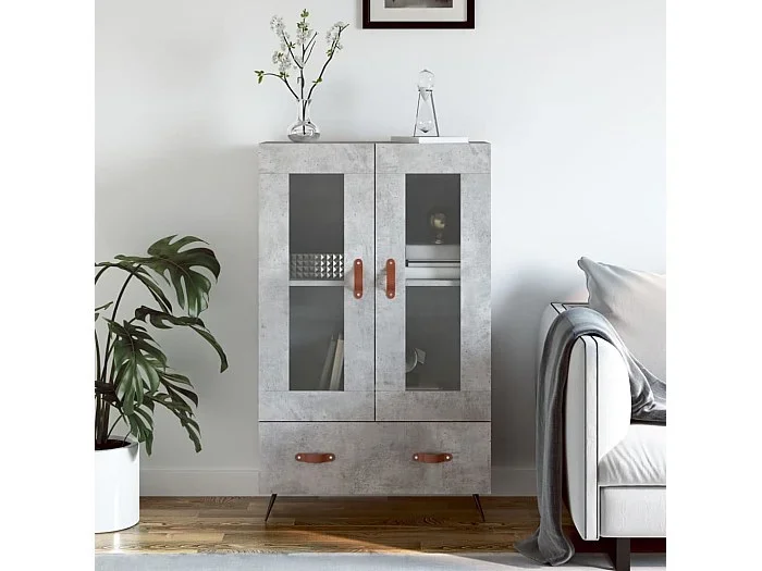 Aparador alto madera de ingeniería gris hormigón 69,5x31x115 cm ES75229