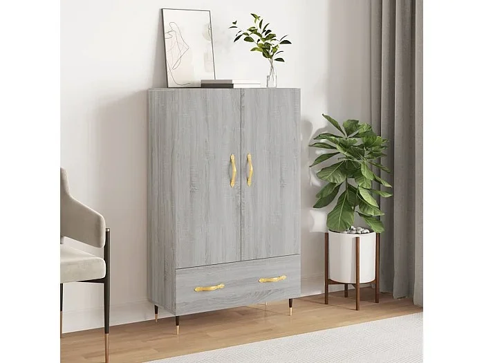 Aparador alto madera de ingeniería gris Sonoma 69,5x31x115 cm ES20611