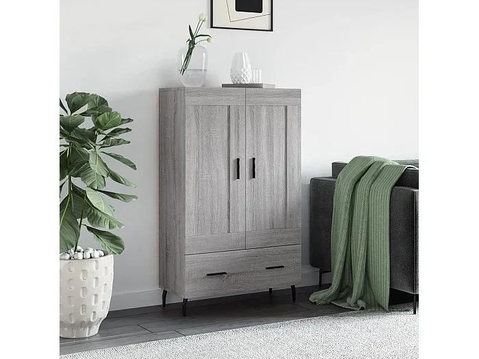 Aparador alto madera de ingeniería gris Sonoma 69,5x31x115 cm ES69983