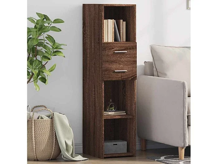 Aparador alto madera de ingeniería marrón roble 30×42,5×124 cm