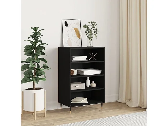 Aparador alto madera de ingeniería negro 57x35x90 cm ES45720