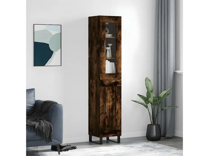 Aparador alto Roble ahumado 34,5x34x180 cm Madera contrachapada