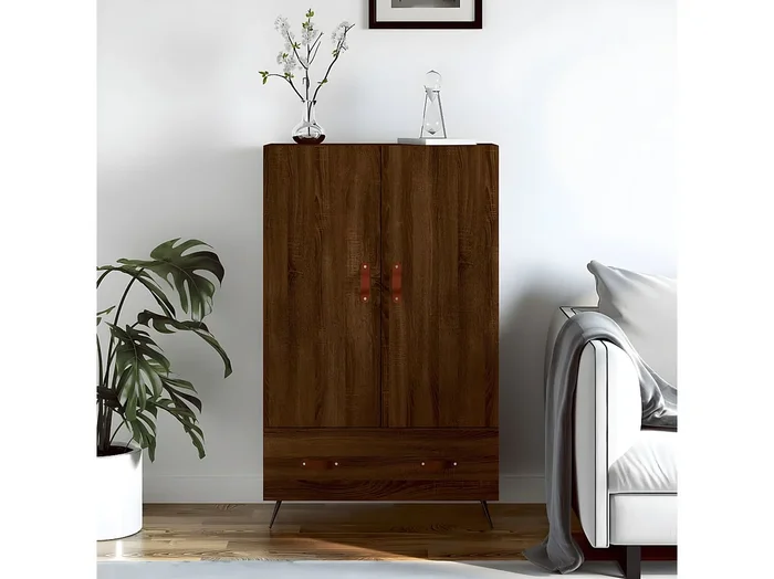 Aparador alto roble marrón 69,5x31x115 cm madera contrachapada