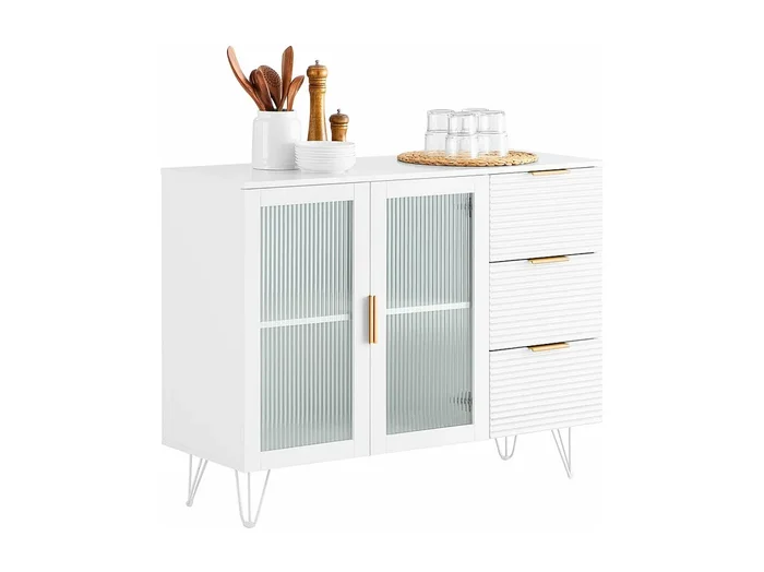 Aparador Cocina Mueble Vitrina de Cristal FSB86-W SoBuy