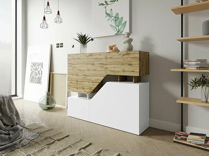 Aparador Comfivo Daldune 101, Roble wotan Blanco, 100x120cm, Número de puertas 435cm