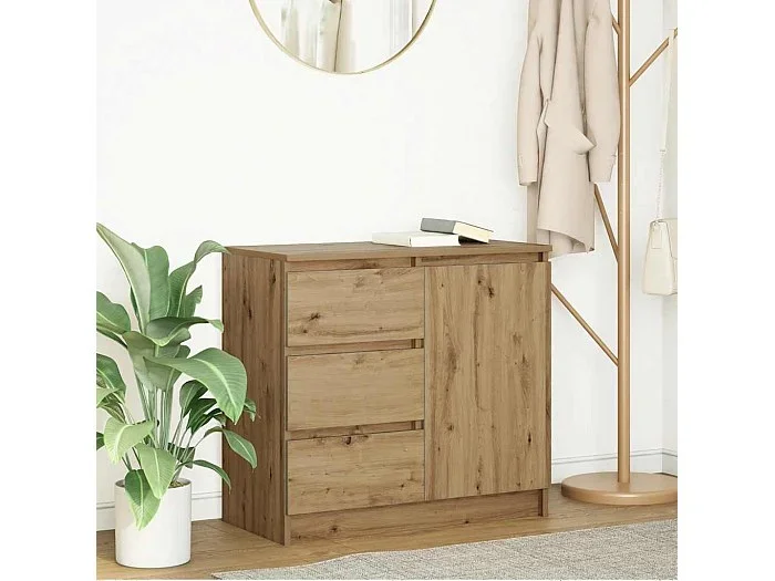 Aparador con cajón roble artesanal 71x35x65cm madera ingeniería