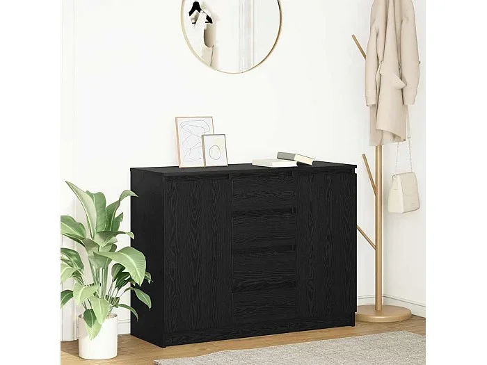 Aparador con cajones roble negro 100,5x35x76 cm