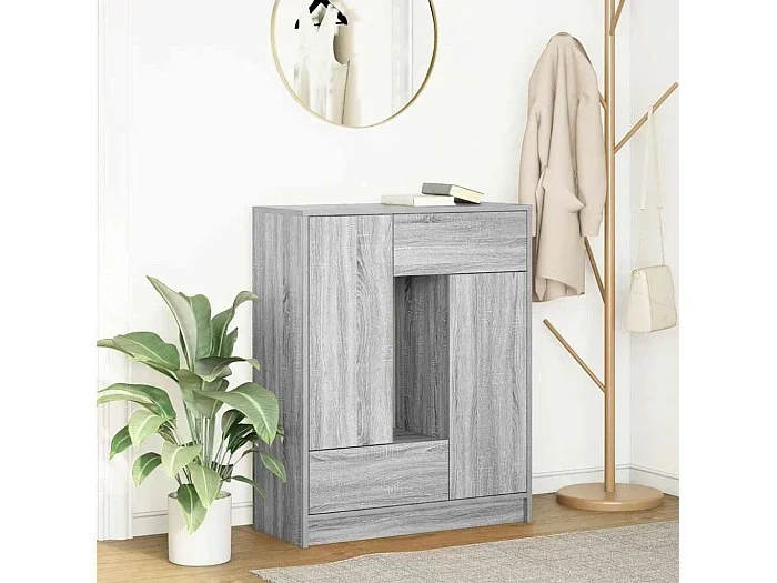 Aparador con cajones y puertas gris Sonoma 73x31x90 cm