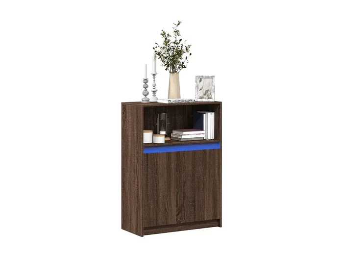 Aparador con LED madera ingeniería roble marrón 72x34x100 cm