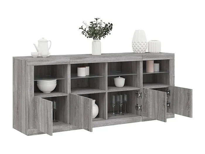 Aparador con luces LED gris Sonoma 163x37x67 cm