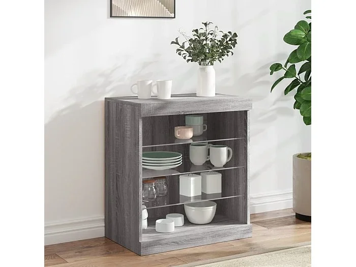 Aparador con luces LED gris Sonoma 60,5x37x67 cm