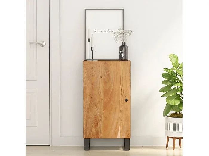 Aparador con puerta madera maciza de acacia 40x31x75 cm