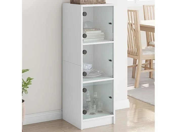 Aparador con puertas de vidrio blanco 35x37x109 cm ES699472
