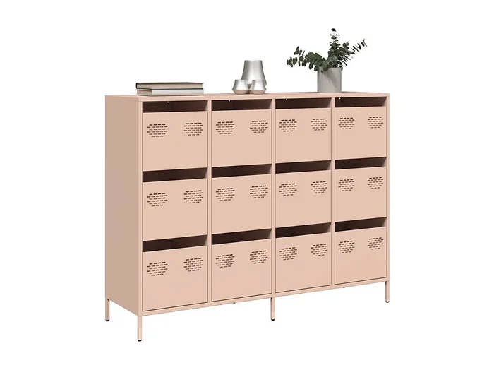 Aparador de acero laminado en frío rosa 135x39x103,5 cm