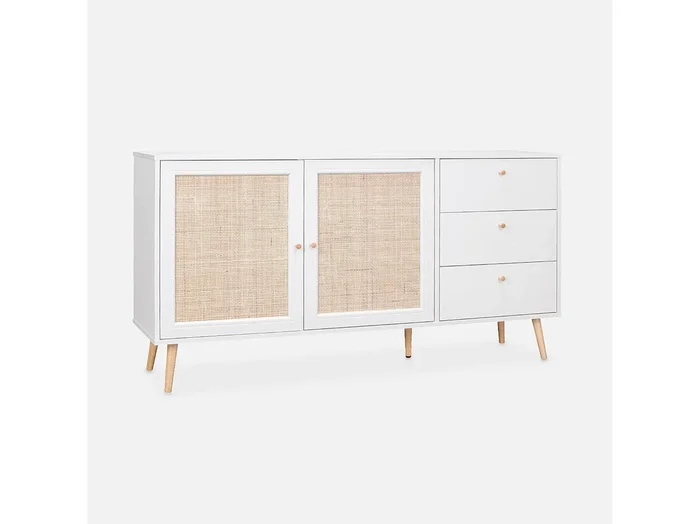 Aparador de caña, 150cm blanco roto