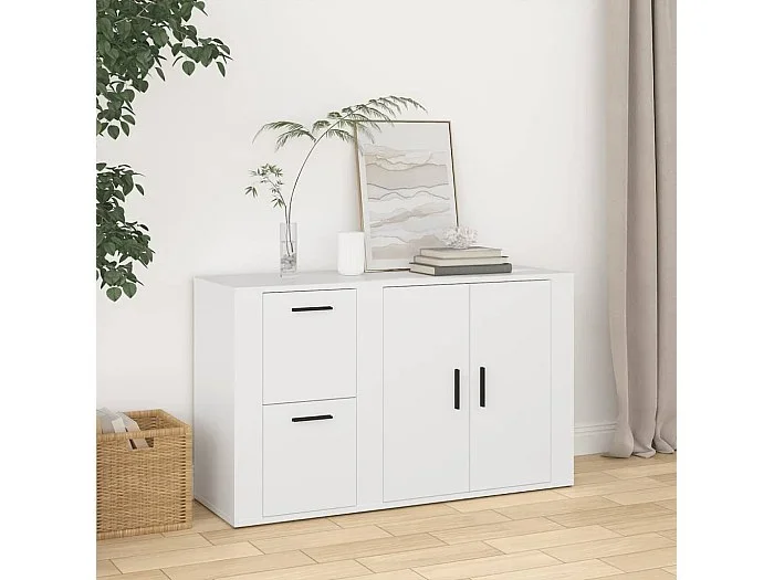 Aparador de madera contrachapada blanco 100x33x59,5 cm ES27272