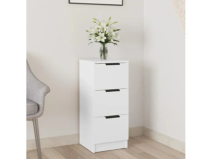 Aparador de madera contrachapada blanco 30x30x70 cm