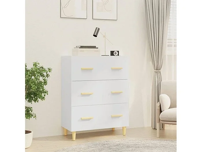 Aparador de madera contrachapada blanco 70x34x90 cm ES77267
