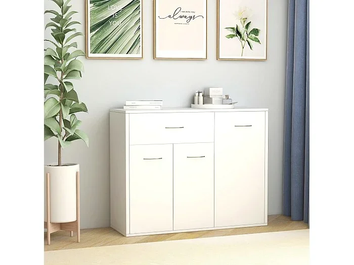 Aparador de madera contrachapada blanco 88x30x70 cm ES29871
