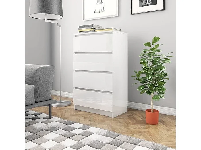 Aparador de madera contrachapada blanco brillante 60x35x98,5 cm ES94337