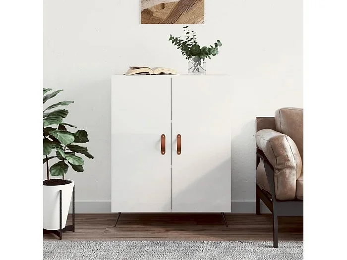 Aparador de madera contrachapada blanco brillante 69,5x34x90 cm ES35482