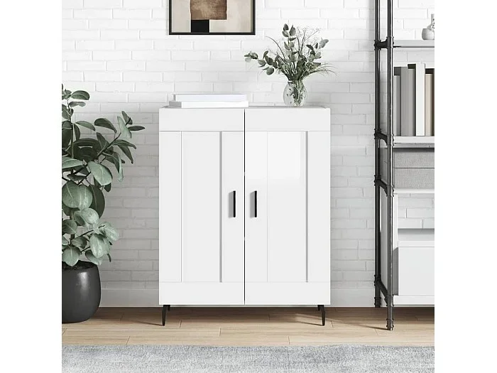 Aparador de madera contrachapada blanco brillante 69,5x34x90 cm ES87846