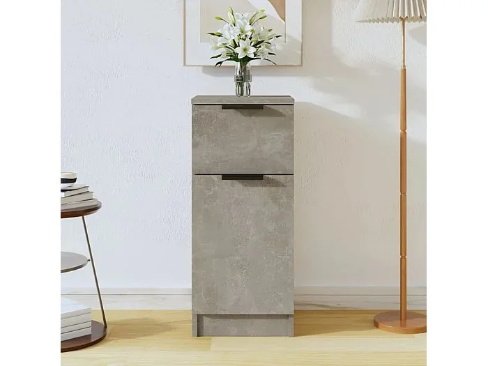 Aparador de madera contrachapada gris hormigón 30x30x70 cm