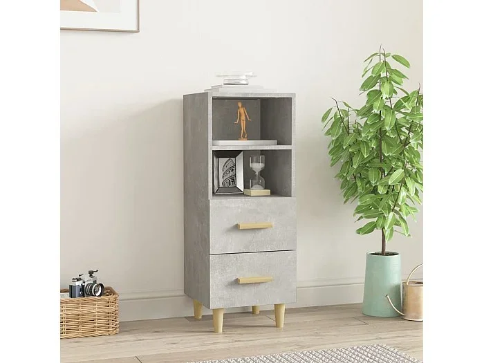 Aparador de madera contrachapada gris hormigón 34,5x34x90 cm ES60607