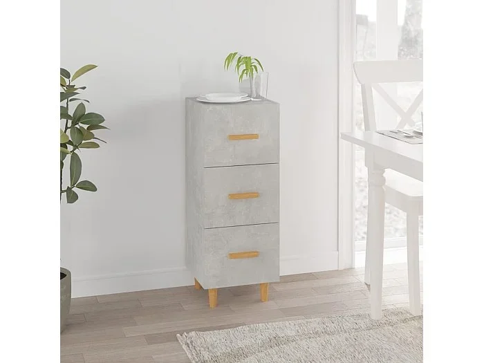 Aparador de madera contrachapada gris hormigón 34,5x34x90 cm