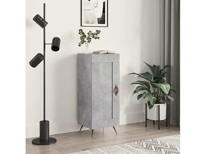 Aparador de madera contrachapada gris hormigón 34,5x34x90 cm