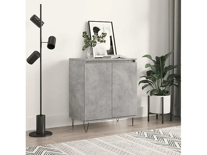 Aparador de madera contrachapada gris hormigón 60x35x70 cm ES45362
