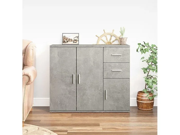 Aparador de madera contrachapada gris hormigón 91×29,5×75 cm ES16053