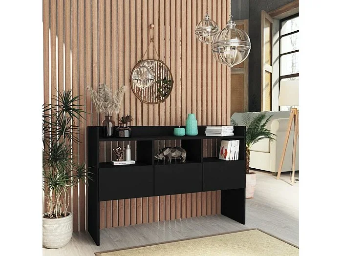 Aparador de madera contrachapada negro 105x30x70 cm ES588852