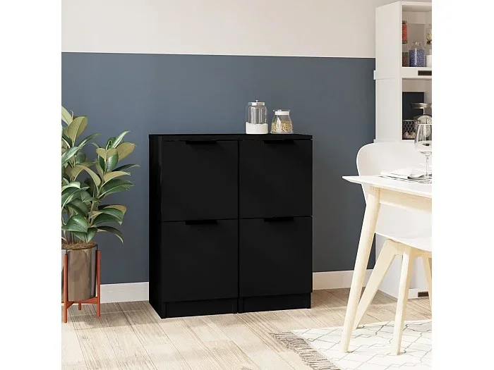 Aparador de madera contrachapada negro 30x30x70 cm ES668791